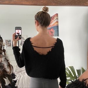 Black Fringe Knit Crop Sweater - Final Sale!